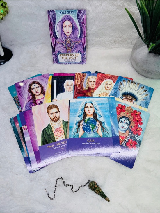 Other - Keepers of the Light Oracle Card Deck Plus Unikite Crystal Pendulum 3” 💝